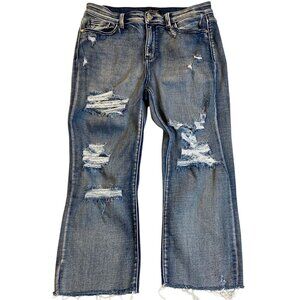 Judy Blue Women's Jeans Size 11/30 Boyfriend Fit Distressed Ripped Medium Wash C